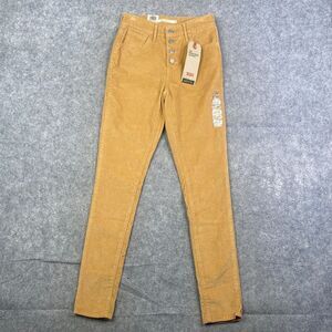 Levis 721 High Rise Skinny Corduroy Pants Womens 25 Brown Button Fly 5-Pocket